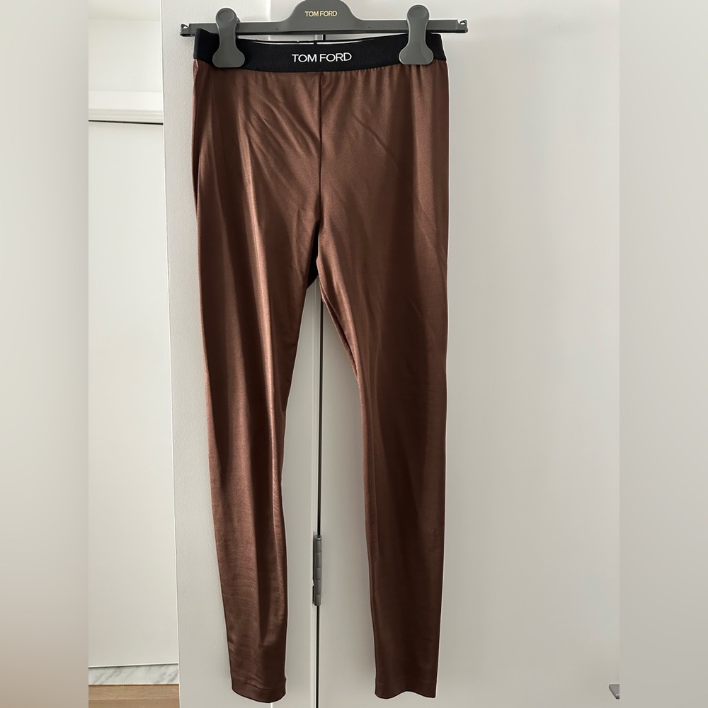 Tom Ford Metallic Brown High-Rise Leggings